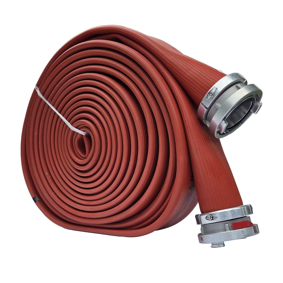 4-inch PRIMELINE red nitrile supply hose, 100 ft roll with aluminum Storz couplings